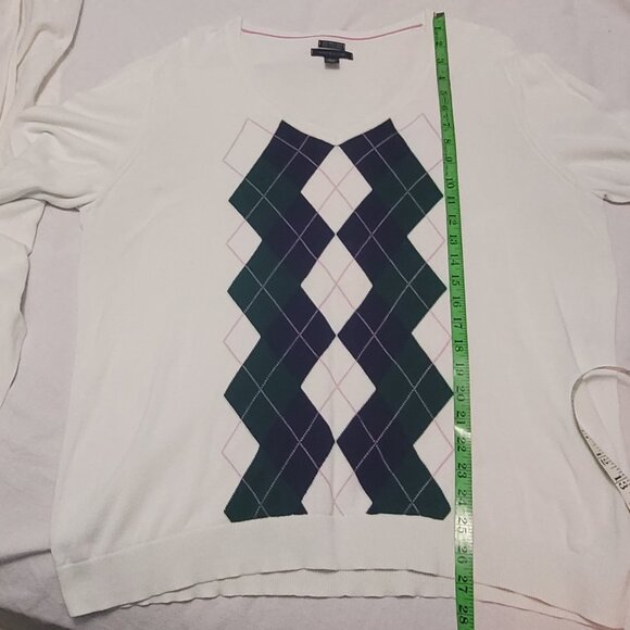 LOT OF 2 TOMMY HILFIGER LIGHTWEIGHT 100% PIMA COTTON ARGYLE SWEATERS EUC 2X XXL - Picture 12 of 14